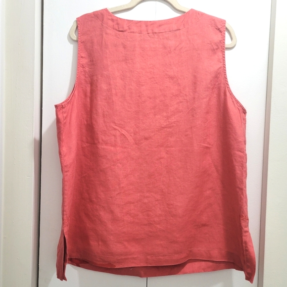 Peach Irish Linen Embroidered Sleeveless Blouse size 20 - Picture 3 of 12